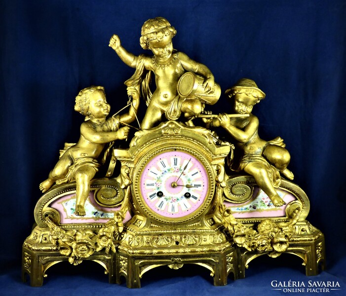 KÜLÖNLEGES, ANTIK, ASZTALI / KANDALLÓ ÓRA, PÁRIZS, CA. 1850!