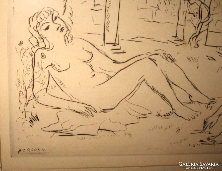 CSODÁS BORSOS MIKLÓS / 1906-1990 /  NAGYMÉRETŰ SZIGNÁLT RÉZKARC