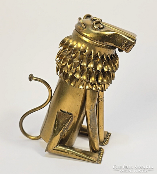 Jajesnica Róbert - Oroszlán - mid century modern réz szobor/kisplasztika