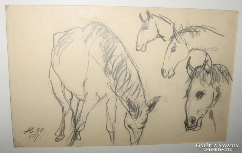 CSODÁS GARANTÁLTAN EREDETI HOLLÓ LÁSZLÓ  /1887-1976 / : LÓ TANULMÁNY 1937