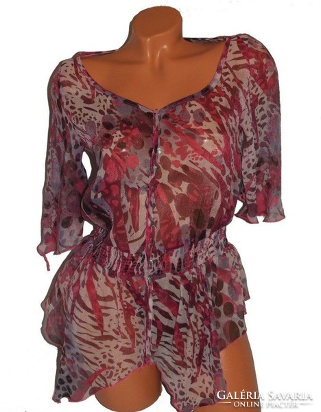 Csodaszép 100 % természetes selyem női tunika felső blúz