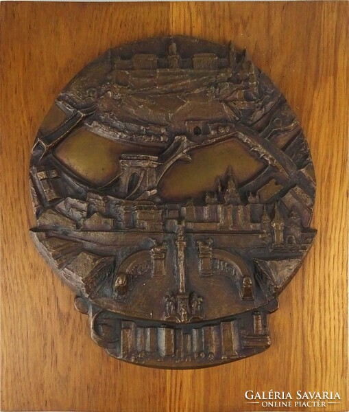 1X949 Olcsai Kiss Zoltán Budapest bronz faliplakett, dombormű