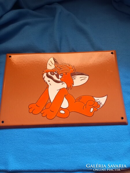 VUK a kisróka mesefigurás Retro zomànctàbla Tűzzománc Tábla Ritka!!!