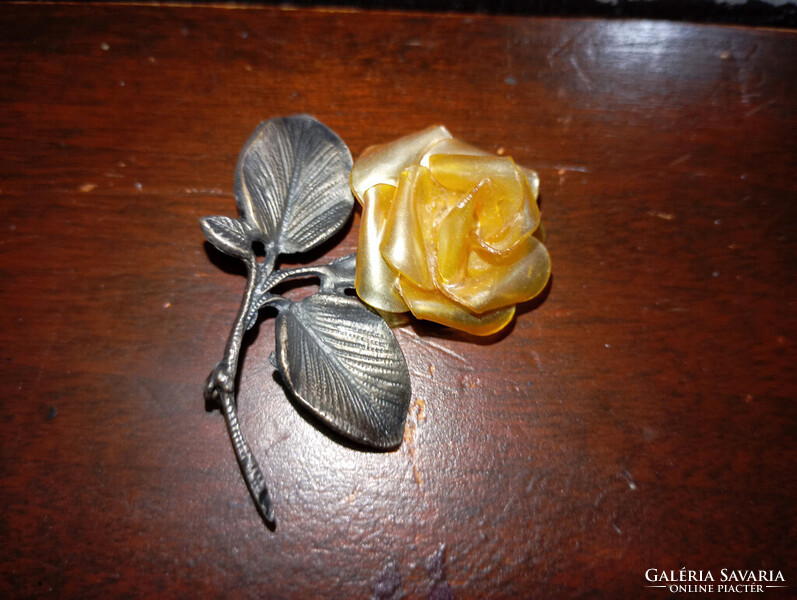 ÜVEG RÓZSA  BROSS KITŰZŐ  régiség - Art&Decoration