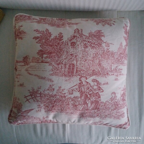 Francia vidéki stílusú toile-vászon székhuzatok és párna