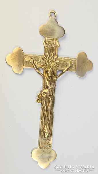 Vintage/régi katolikus aranyozott réz kereszt / feszület