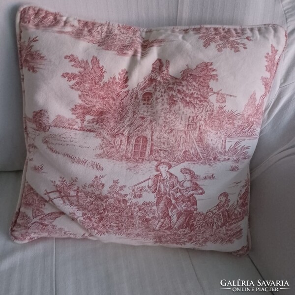 Francia vidéki stílusú toile-vászon székhuzatok és párna