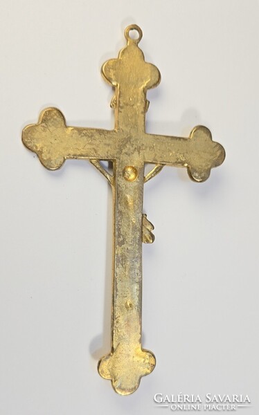 Vintage/régi katolikus aranyozott réz kereszt / feszület