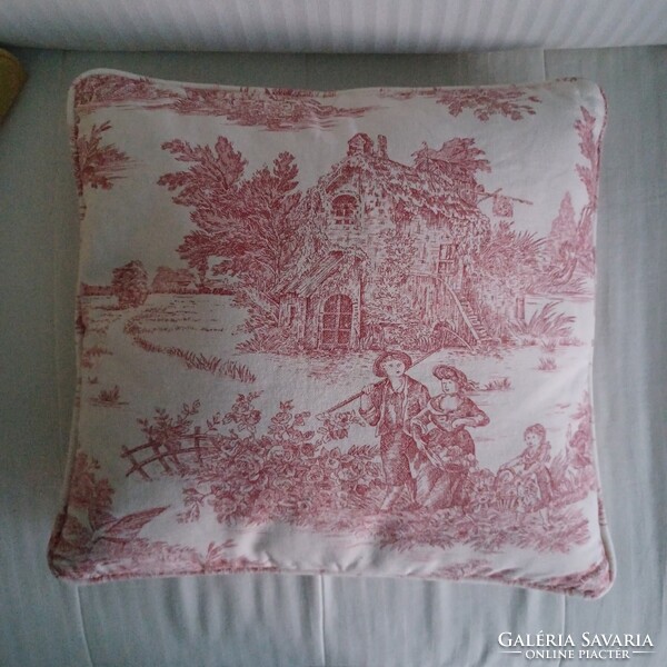 Francia vidéki stílusú toile-vászon székhuzatok és párna