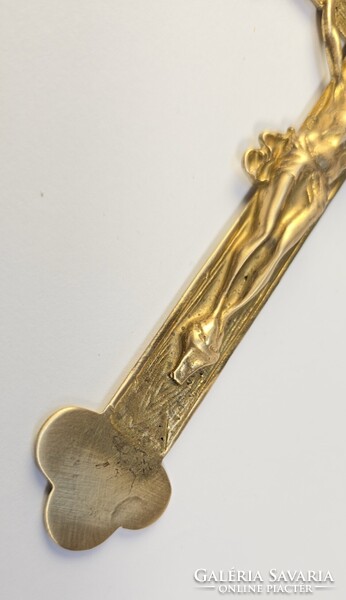 Vintage/régi katolikus aranyozott réz kereszt / feszület