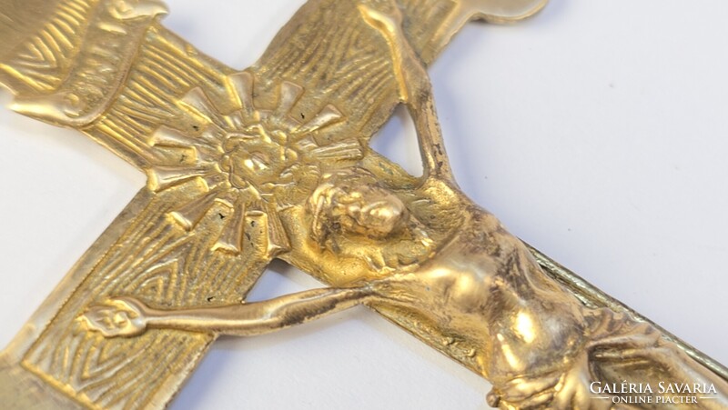 Vintage/régi katolikus aranyozott réz kereszt / feszület
