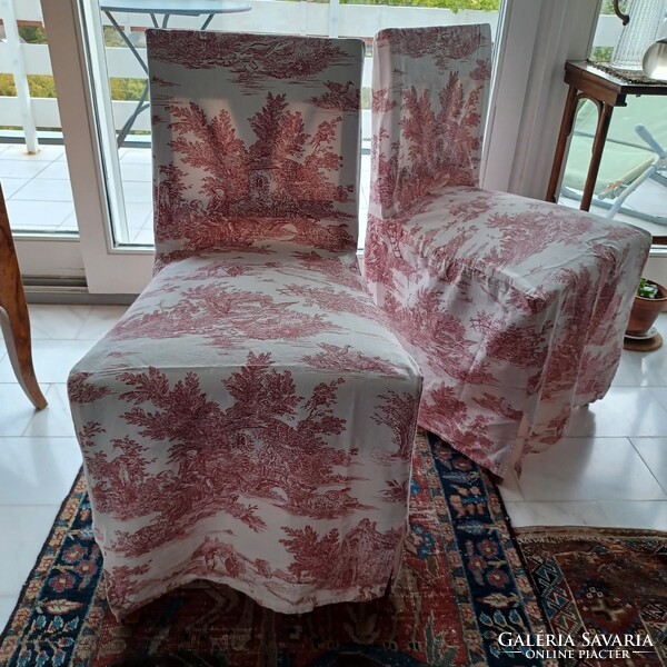 Francia vidéki stílusú toile-vászon székhuzatok és párna