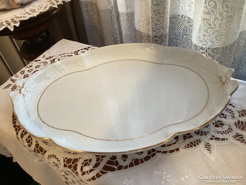 Herendi fehér arany szalagos porcelán tálca vagy kínáló