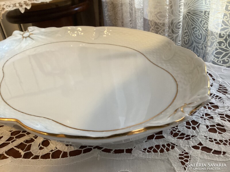 Herendi fehér arany szalagos porcelán tálca vagy kínáló