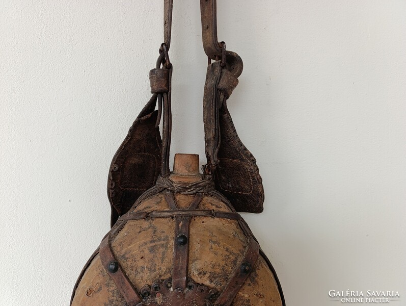 Csikóbőrös kulacs 1905 antik néprajzi népművészeti csikós pásztor eszköz szerszám címer 703
