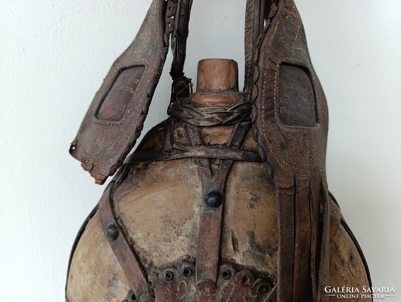 Csikóbőrös kulacs 1905 antik néprajzi népművészeti csikós pásztor eszköz szerszám címer 703