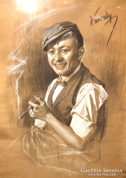 1800-as évekből GARANTÁLTAN EREDETI CSODÁS KARVALY MÓR  / 1860-1899 / : DOHÁNYZÓ INAS