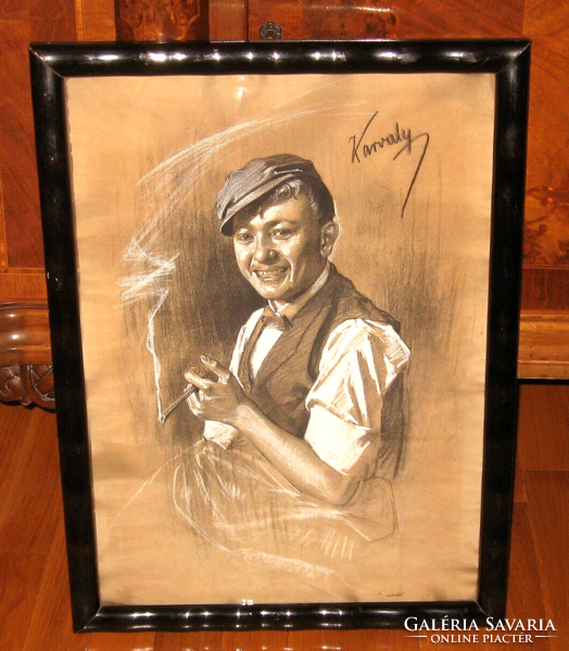 1800-as évekből GARANTÁLTAN EREDETI CSODÁS KARVALY MÓR  / 1860-1899 / : DOHÁNYZÓ INAS