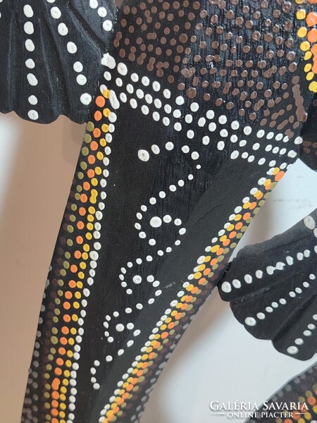 Kézzel faragott, festett fa gekkó dekoráció 100 cm.  ALKUDHATÓ