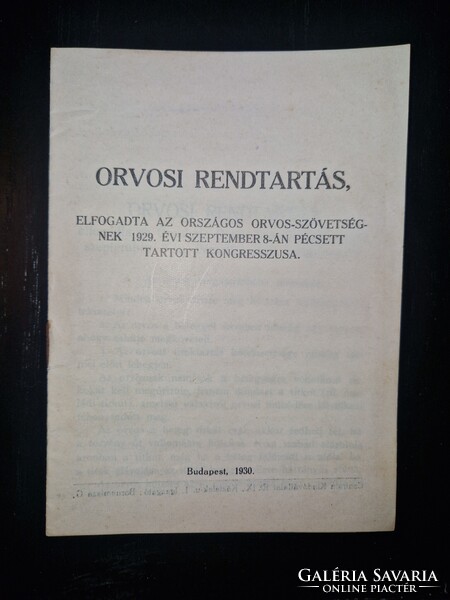 1930, Orvosi rendtartás, ritka