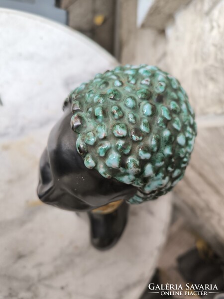 Art Deco színes Keràmia figura  ritka Ràhmer  Mària jelzett. Nem az Izsépi keràmia !!
