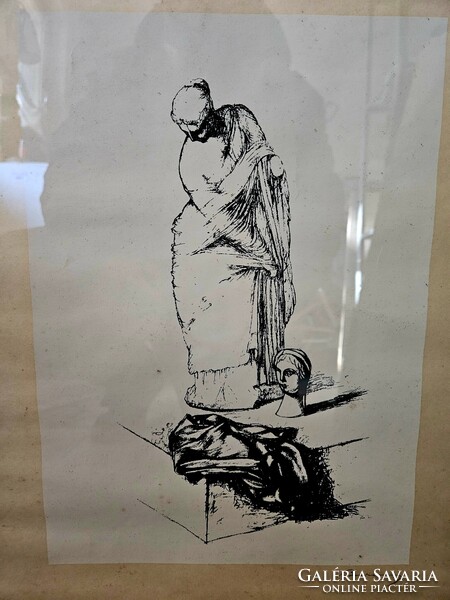 Barcsay Jenő Csendélet szoborral Eredeti!Ritka darab!