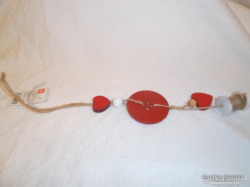 KARÁCSONYFADÍSZ - ÚJ -  FA - 33 cm - gomb -  6 cm - spulni - szív 3 cm