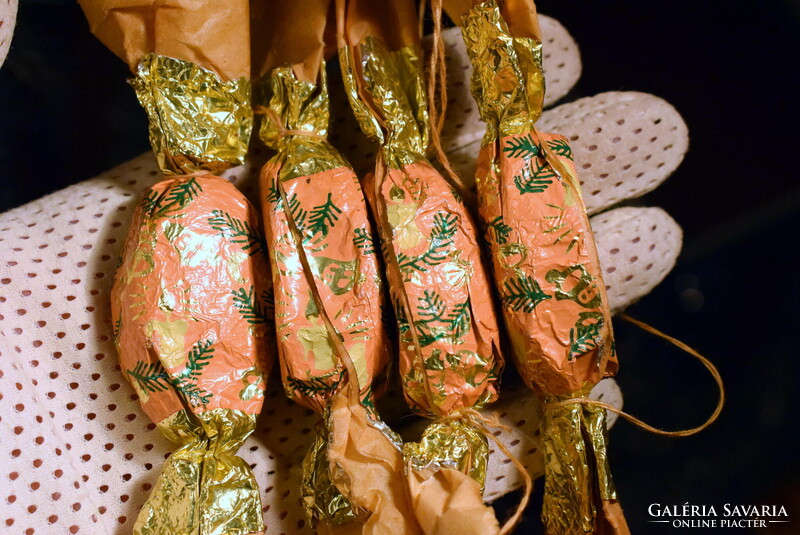 4 darab igazán Régi konzum szaloncukor  ,  karácsonyfadísz