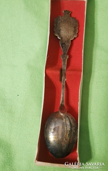 Réz-bronz ötvözetű﻿ mini emlék kanál tűzzománccal Biel -ből, ( Svájc) 1972-ből