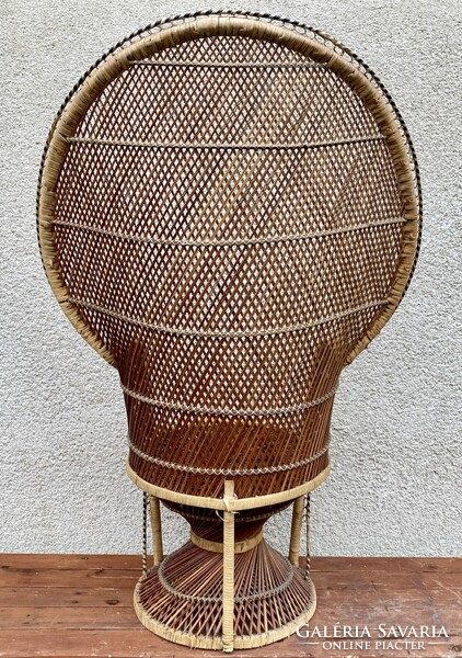 Vintage Pávafotel Boho Pávaszék Rattan Páva alakú Szék Nád Fotel Fonott Peacock Emmanuelle Chair