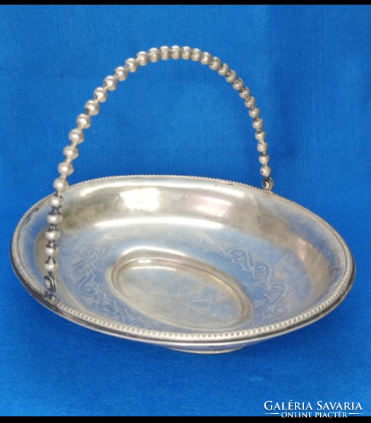 Vintage füles ,talpas ezüstözött, gyümölcskosár 19 sz vége