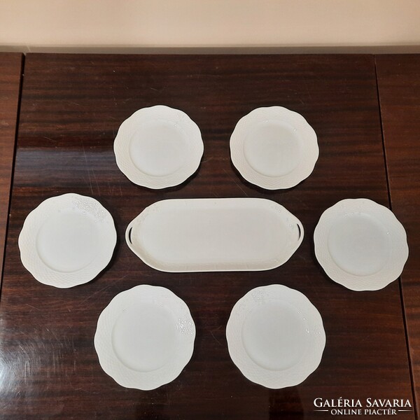 Fehér Herendi porcelán süteményes készlet