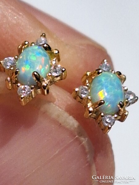 925-ös Ausztrál Opál fülbevaló,14 kar arannyal bevonva.