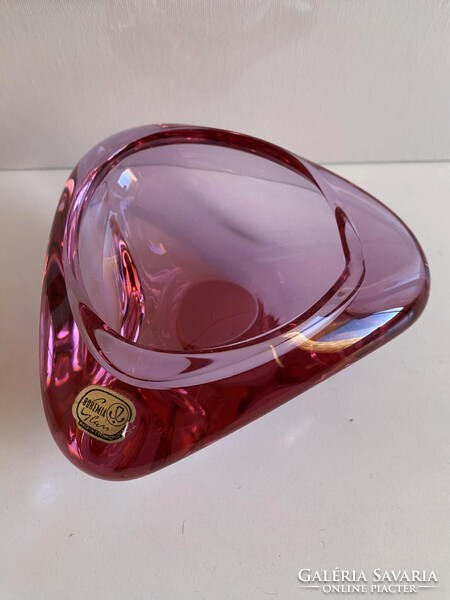 MILOSLAV KLINGER - CSEH ART GLASS- TÁLKA, DÍSZÜVEG, HAMUTARTÓ ('60-as ÉVEK)