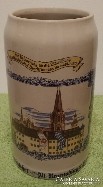 Rastal kerámia söröskorsó -1 l. - A regensburgi püspöki udvari sörkút felavatásának emlékére - 1980.