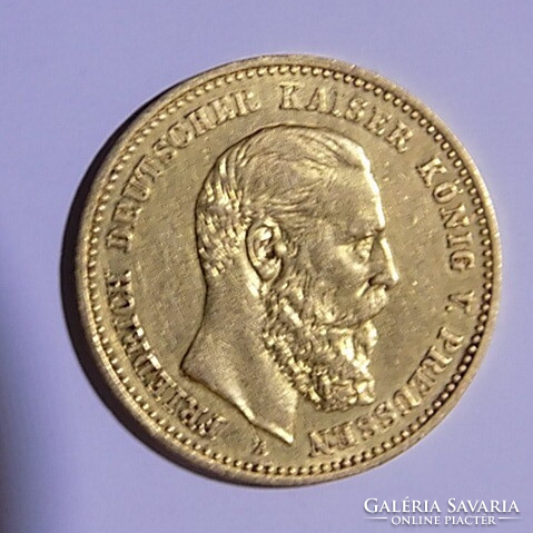 III Frigyes 1888 Porosz 10 márkás A veret(Berlin) arany 900 finomság