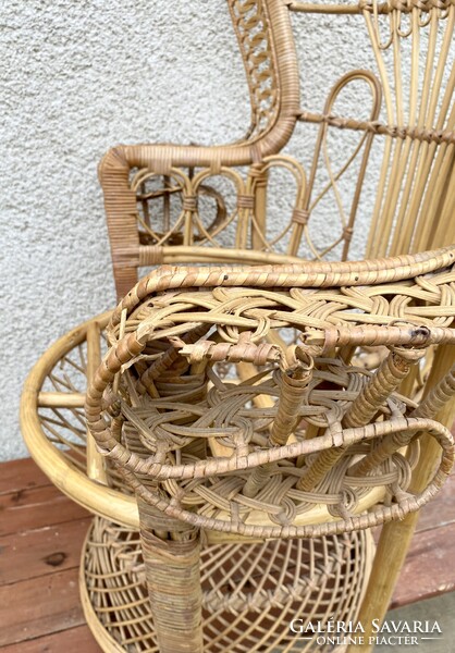Vintage Pávatrón Pávafotel Pávaszék Karosszék Fotel Szék Páva Formájú Rattan Fonott Peacock Chair