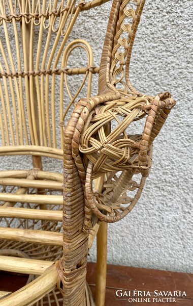 Vintage Pávatrón Pávafotel Pávaszék Karosszék Fotel Szék Páva Formájú Rattan Fonott Peacock Chair