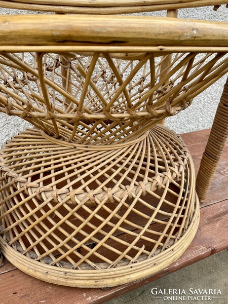 Vintage Pávatrón Pávafotel Pávaszék Karosszék Fotel Szék Páva Formájú Rattan Fonott Peacock Chair