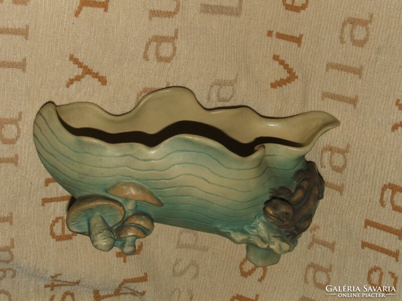 BERNARD BLOCH SZECESSZIÓS MAJOLIKA ASZTALDÍSZ GYÍKOS MINTÁVAL