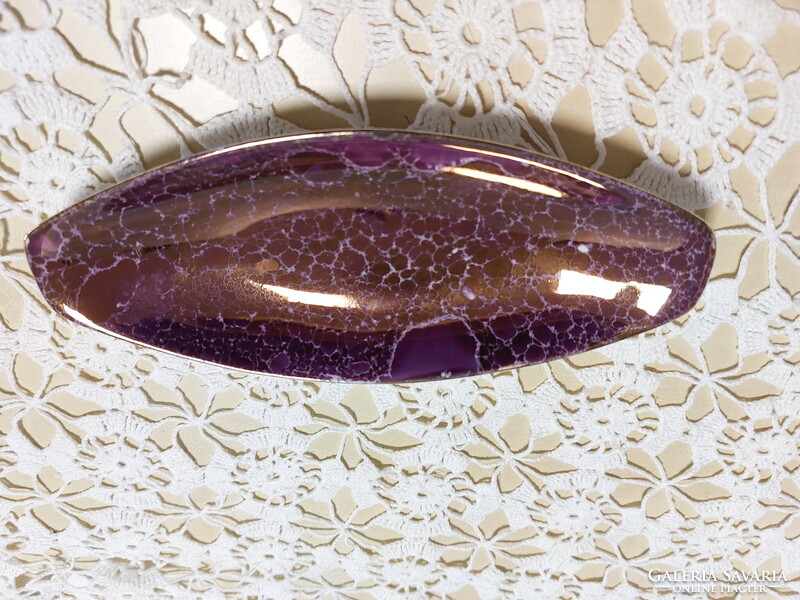 Hollóházi ritka, bordó lila eozin, márványos tálka
