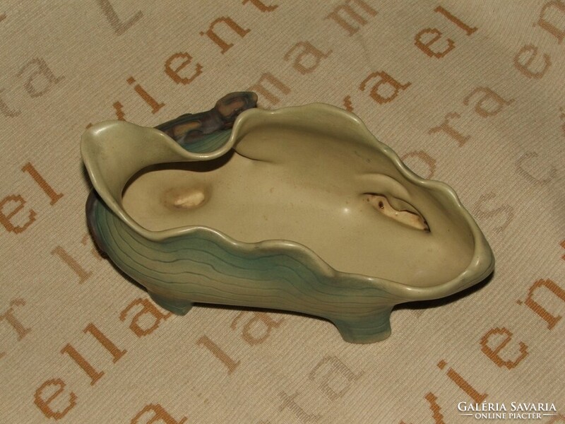 BERNARD BLOCH SZECESSZIÓS MAJOLIKA ASZTALDÍSZ GYÍKOS MINTÁVAL