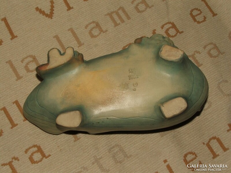 BERNARD BLOCH SZECESSZIÓS MAJOLIKA ASZTALDÍSZ GYÍKOS MINTÁVAL