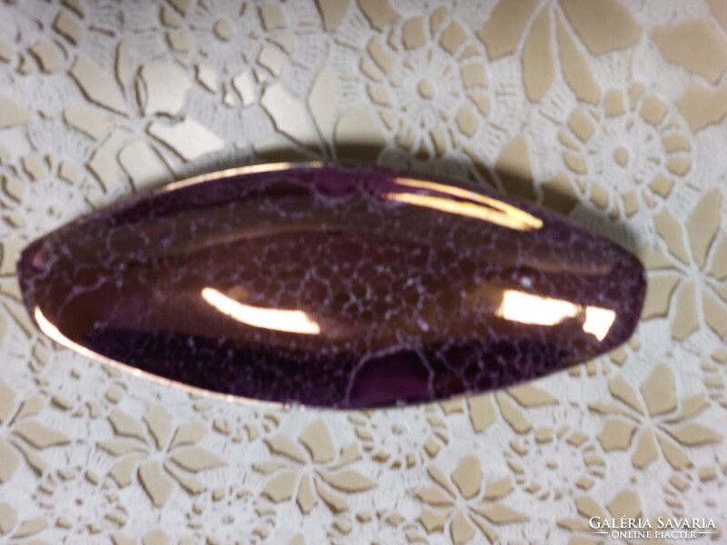 Hollóházi ritka, bordó lila eozin, márványos tálka