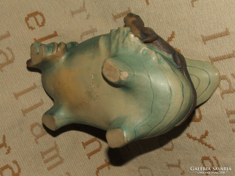 BERNARD BLOCH SZECESSZIÓS MAJOLIKA ASZTALDÍSZ GYÍKOS MINTÁVAL