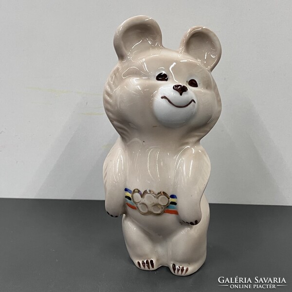 Jelzett orosz porcelán Misa maci 1980 Moszkvai olimpia kabala figurája