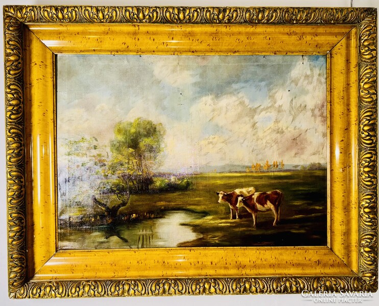 Alkonyi legelő csendje - Olajfestmény