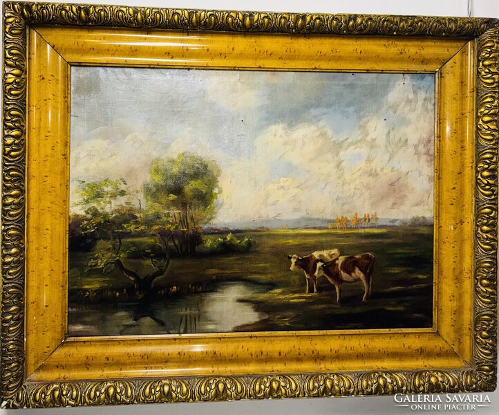 Alkonyi legelő csendje - Olajfestmény