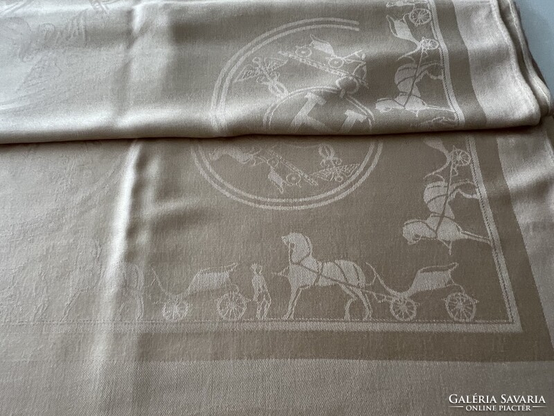 Hermès silk and cashmere scarf in muted gold, 200 x 70 cm