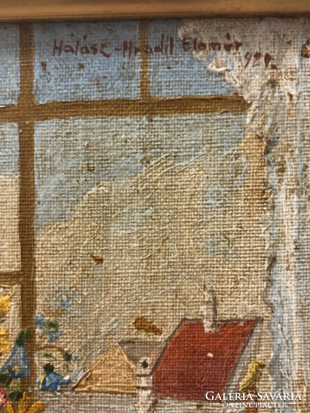 Halász-Hradil Elemér - Enteriőr mandolinnal 1920